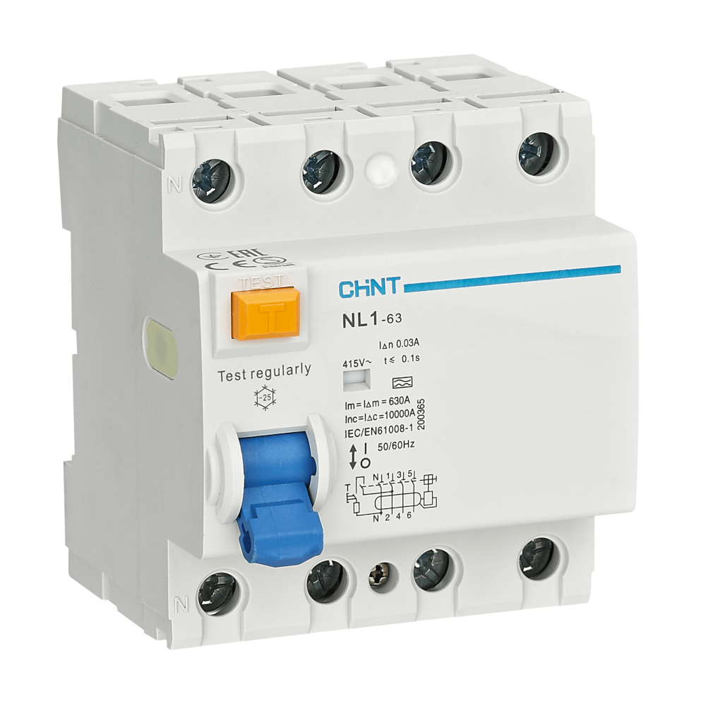 เบรคเกอร์กันดูด 25 แอมป์ 4 โพล 30MA 10KA CHINT RCCB NL1-63 4P TYPE AC_0